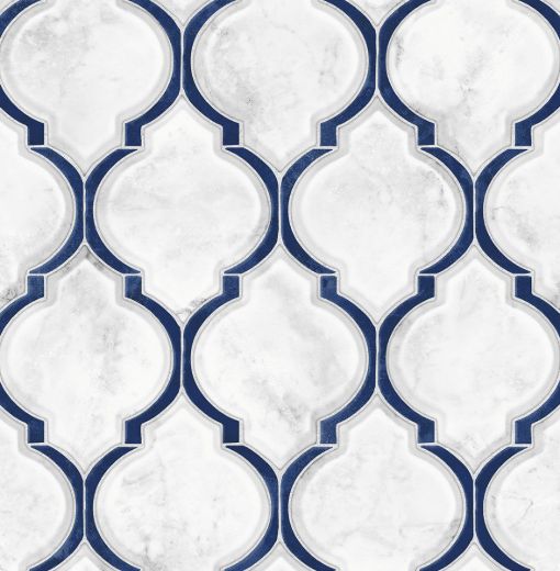 Marbled Ogee - Royal Blue & Carrara