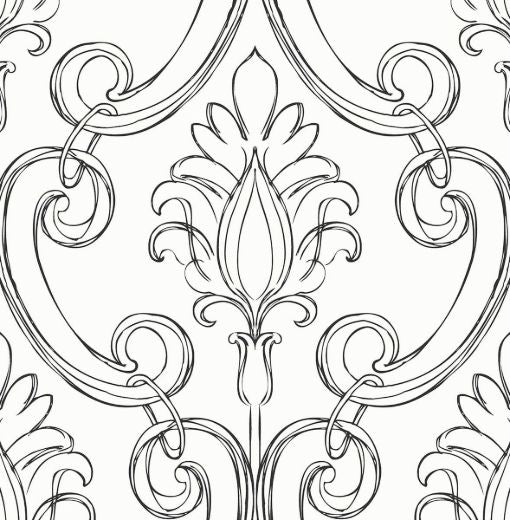 Sketched Damask - Ebony