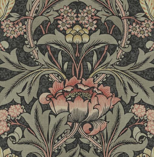 Acanthus Floral - Charcoal & Rosewood