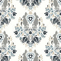 Spring Damask - Bluestone & Grey
