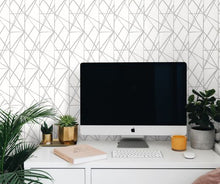Load image into Gallery viewer, QUARTZ GEO HARBOR GREY PEEL AND STICK WALLPAPER