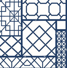 Load image into Gallery viewer, GARDEN TRELLIS NAVY BLUE PEEL AND STICK WALLPAPER