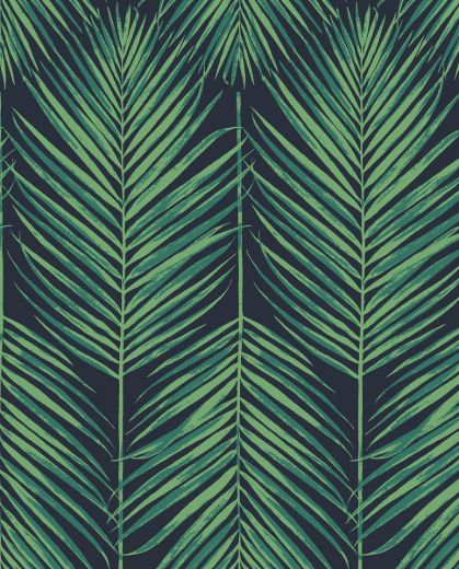 Tropic Palm - Midnight Blue & Sea Green