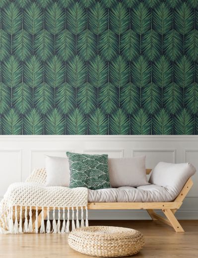 Tropic Palm - Midnight Blue & Sea Green