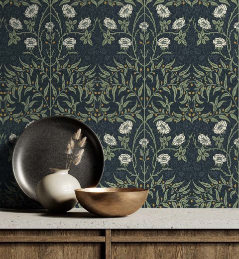 Stenciled Floral - Evergreen