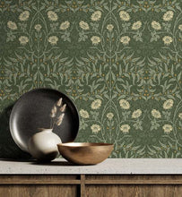 Load image into Gallery viewer, STENCILED FLORAL PEEL AND STICK WALLPAPER