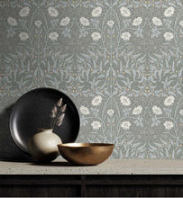 Load image into Gallery viewer, STENCILED FLORAL PEEL AND STICK WALLPAPER