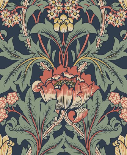 Primrose Floral - Denim Blue & Auburn