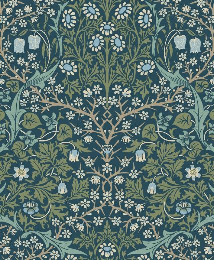 Victorian Garden - Prussian Blue & Moss Green