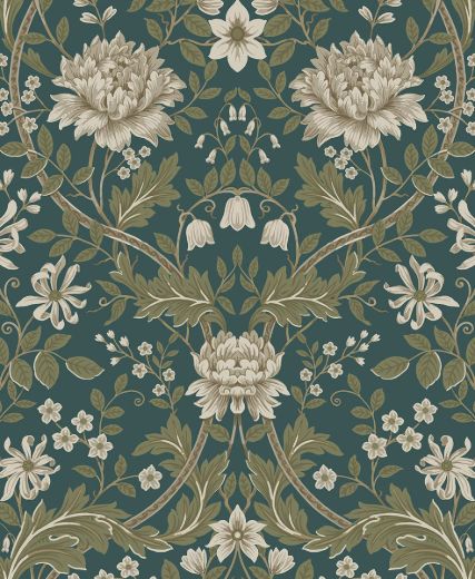 Honeysuckle Trail - Teal & Moss Green