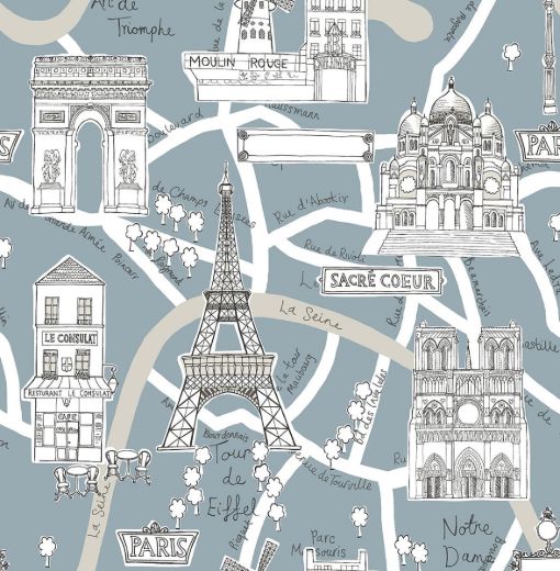 Paris Scene - Smokey Blue