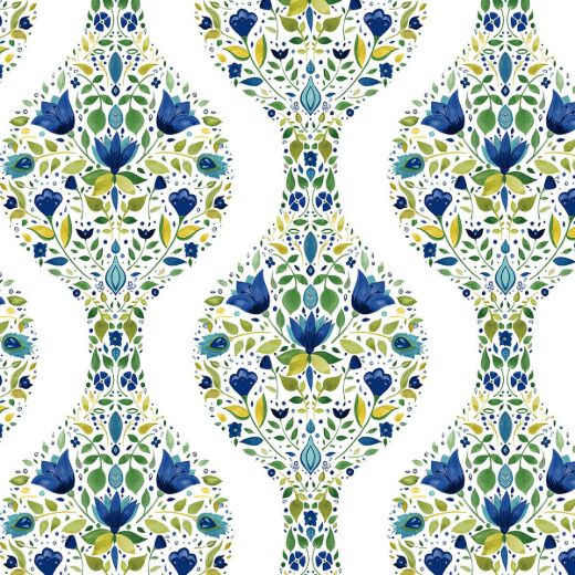 Floral Ogee - Bluestone