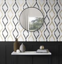 Load image into Gallery viewer, OGEE RIBBON PEEL AND STICK WALLPAPER