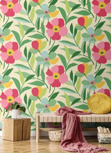 Load image into Gallery viewer, GARDEN BLOCK FLORAL PEEL AND STICK WALLPAPER