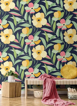 Load image into Gallery viewer, GARDEN BLOCK FLORAL PEEL AND STICK WALLPAPER
