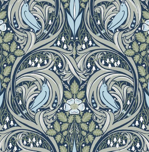 Bird Ogee - Navy & Sky Blue