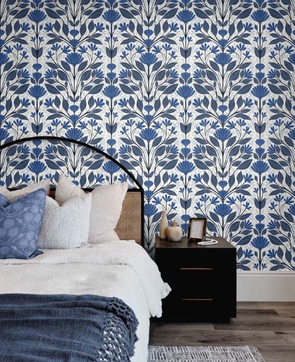 Folk Floral - Blue Patina & Wheat