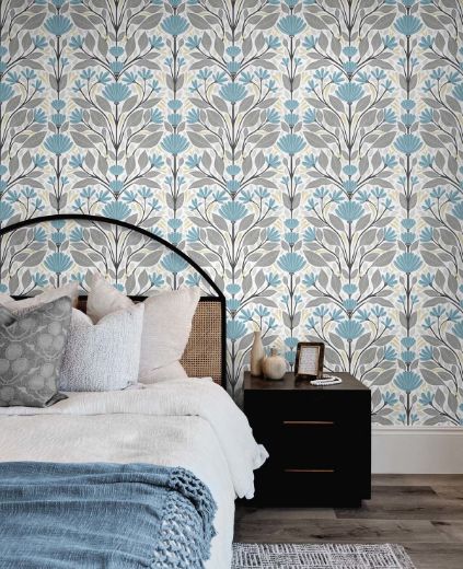 Folk Floral - Blue Patina & Wheat