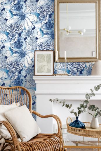INK ROSE PEEL AND STICK WALLPAPER