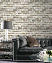Load image into Gallery viewer, WASHED BRICK PEEL AND STICK WALLPAPER