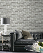 Load image into Gallery viewer, WASHED BRICK PEEL AND STICK WALLPAPER