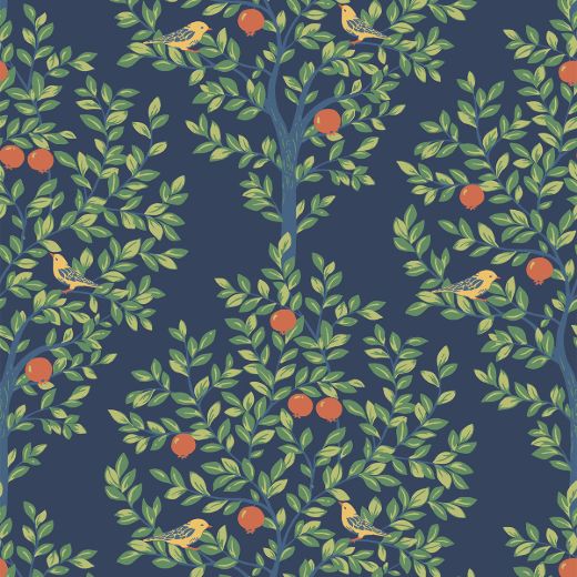 Fruit Tree - Navy Blue & Greenery