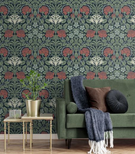 Vintage Rose - Midnight Blue & Sage