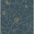 Gardena Indigo Embroidered Floral Wallpa