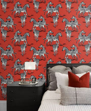 Load image into Gallery viewer, PLAYFUL ZEBRAS PEEL AND STICK WALLPAPER