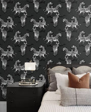 Load image into Gallery viewer, PLAYFUL ZEBRAS PEEL AND STICK WALLPAPER