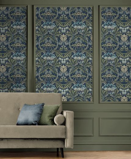 Acanthus Floral - Denim & Sage