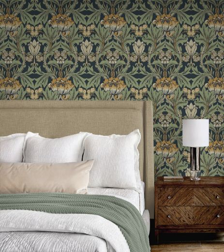 Primrose Floral - Midnight Blue & Sage