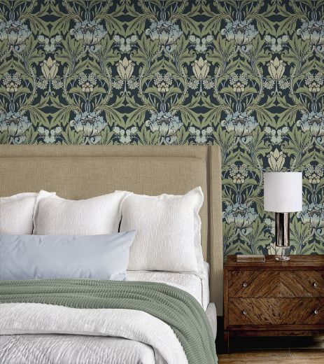 Primrose Floral - Midnight Blue & Sage