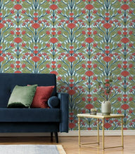 Load image into Gallery viewer, SHALIN FOLK FLORAL PEEL AND STICK WALLPAPER