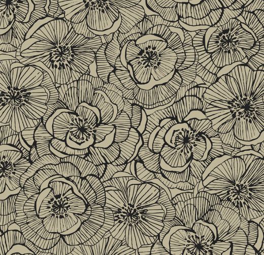 Ellie Graphic Floral - Gold Shimmer & Ebony