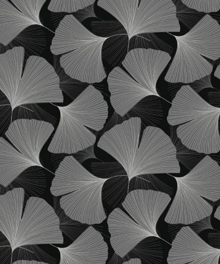 Tossed Ginkgo Leaf - Ebony & Greystone