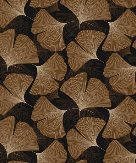 Tossed Ginkgo Leaf - Ebony & Greystone