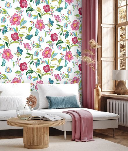 Painterly Floral - Magenta & Off-White
