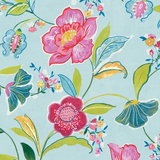 Painterly Floral - Light Aqua