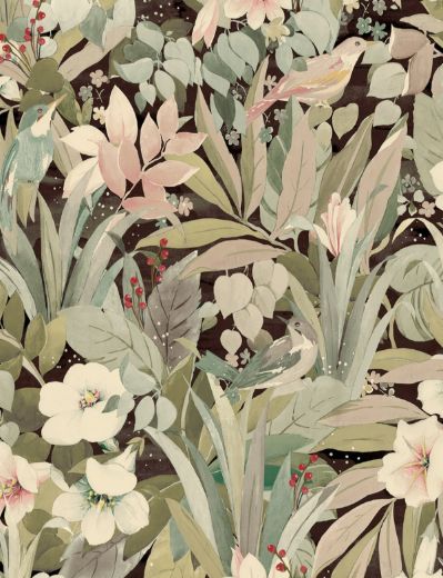 Blossoming Birds - Sage & Ash Brown