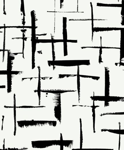 Crosshatch Abstract - Ebony & Eggshell