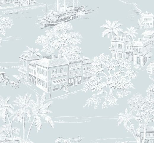 Coastline Toile - Blue Mist