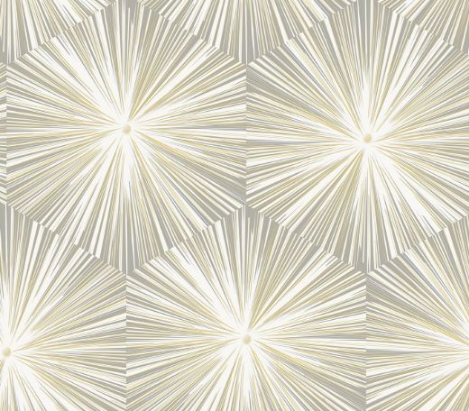 Hex Starburst - Grey & Metallic Gold