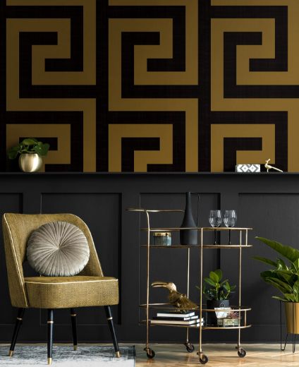 Maze Geo - Ebony & Gold