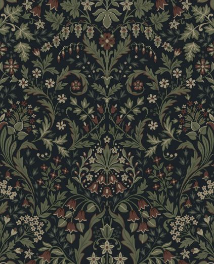 Filigree Floral - Midnight Blue & Sage