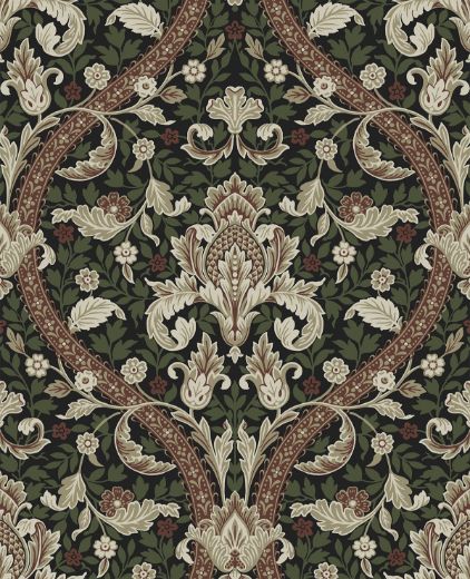 Acanthus Ogee - Ebony & Cliffside