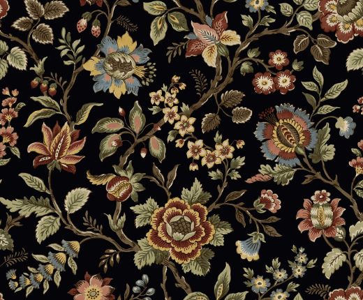 Jacobean Floral Trail - Ebony