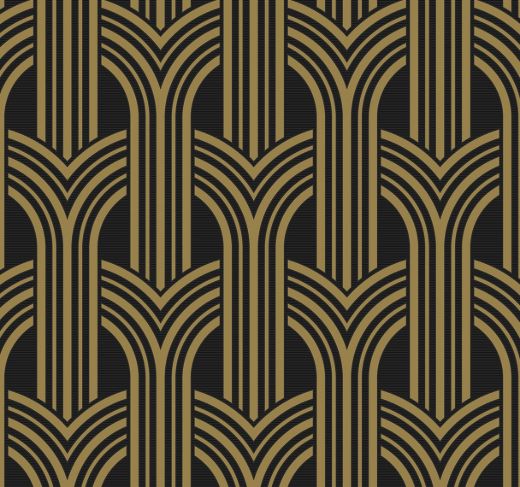 Deco Geometric Arches - Ebony & Metallic Gold