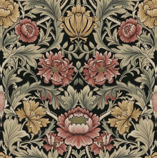 Acanthus Floral Cameo - Dark Blue