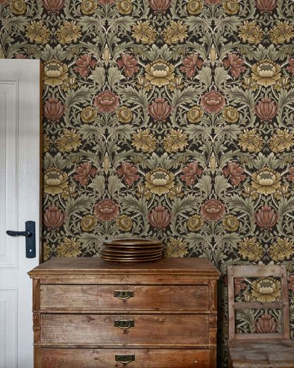 Acanthus Floral Cameo - Dark Blue